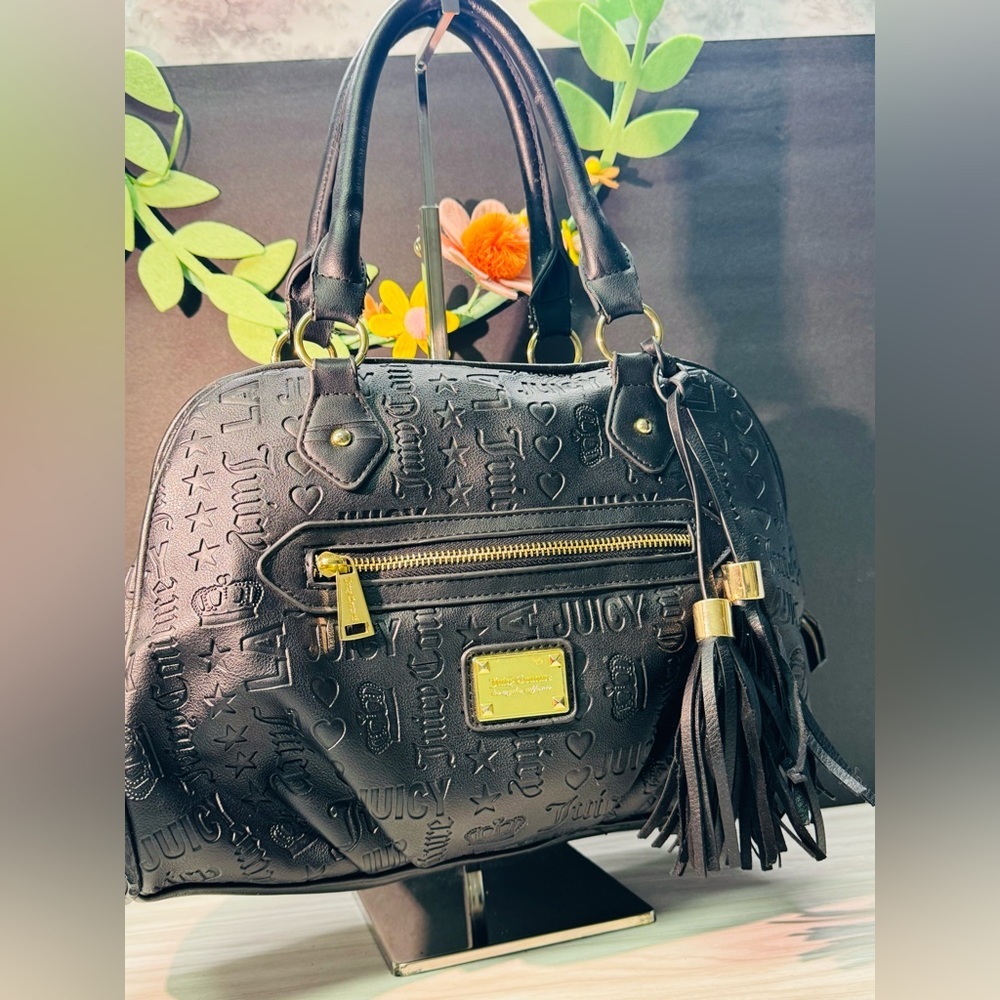 Juicy Couture Daydream black engraved  Logo Satchel Bag